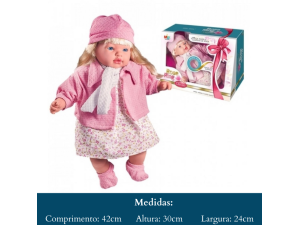 BONECA BEBÊ ROSE RING CLASSIC CANTA 3 CANTIGAS