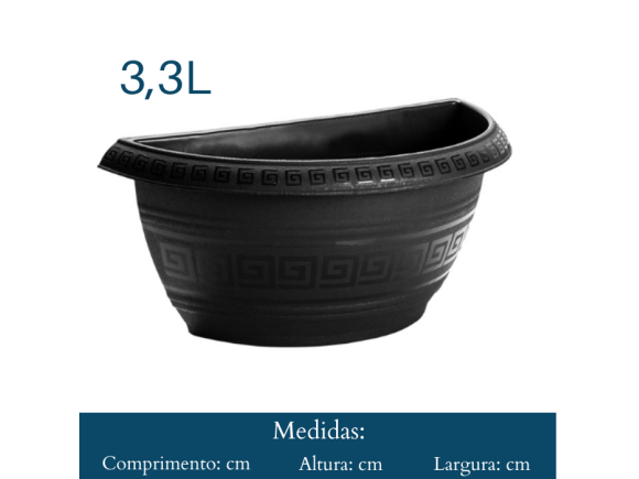 VASO  3.3  LITROS  DE  PAREDE  PRETO  0151