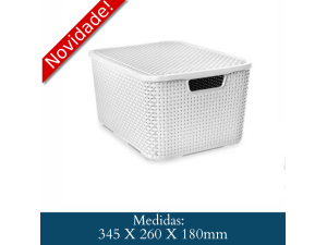 ORGANIZADOR RATTAN COM TAMPA 15 LITROS - BRANCO 25591CS