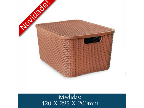 ORGANIZADORA RATTAN COM TAMPA 20 LITROS - MARROM 25597CS