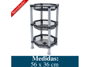 CESTO OITAVADO EMPILHAVEL COM 03 ANDARES PRETO 425
