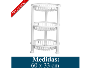 CESTO REDONDO EMPILHAVEL COM 03 ANDARES BRANCO