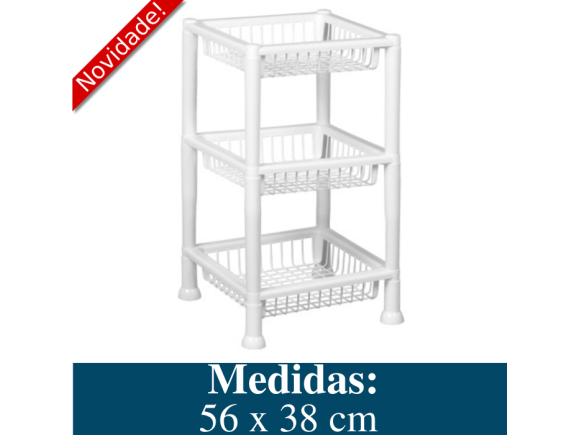 CESTO RETANGULAR EMPILHAVEL COM 03 ANDARES BRANCO