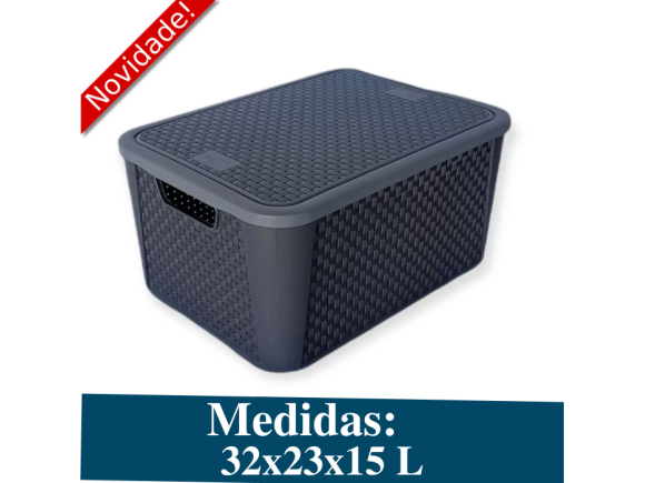 ORGANIZADOR RATTAN CINZA N2 8,8 LITROS 2056