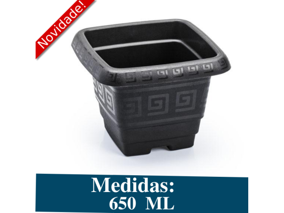 VASO QUADRADO   PP 650 ML   PRETO   0227