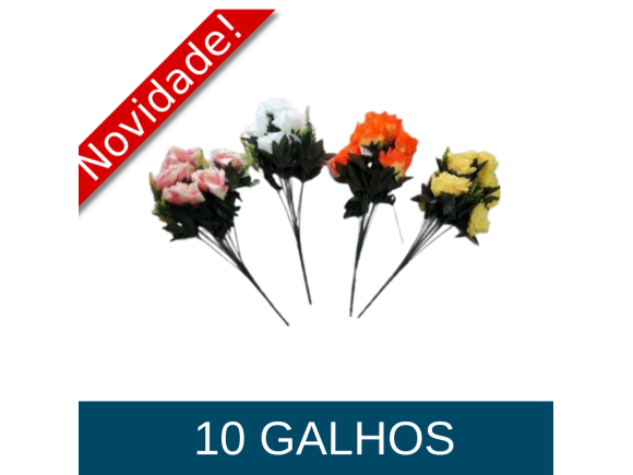 FLOR ARTIFICIAL ROSA COM  10 GALHOS