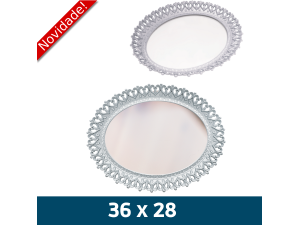 BANDEJA OVAL COM ESPELHO CORACOES 36X28CM SORTIDA CT2219