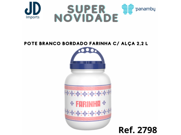 POTE BRANCO BORDADO FARINHA C/ ALÇA 2,2 L   .980