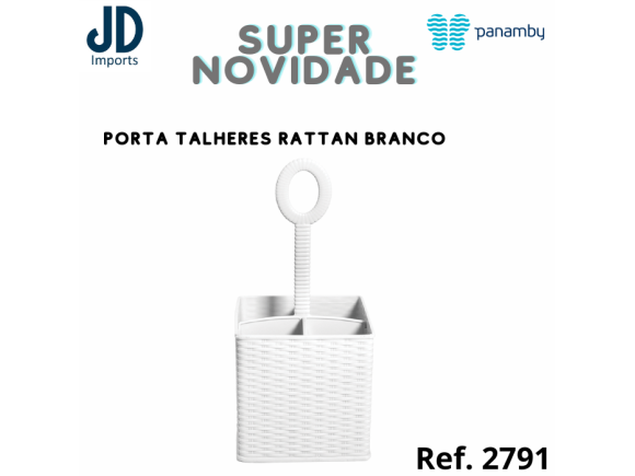 PORTA TALHERES RATTAN BRANCO  REF. 423