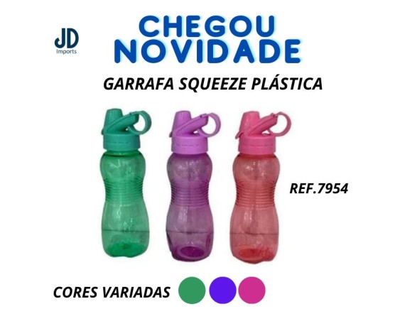 GARRAFA SQUEEZE PLASTICA 600ML REF TOP0074