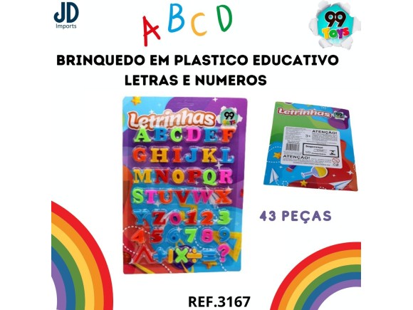 BRINQUEDO EM PLASTICO EDUCATIVO LETRAS E NUMEROS 43 PECAS -191227