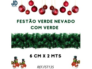 FESTÃO VERDE NEVADO COM VERDE 6CM X 2MTS FST135