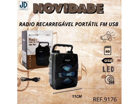 RADIO  PORTATIL  RECARREGAVEL  FM USB   CNN-31