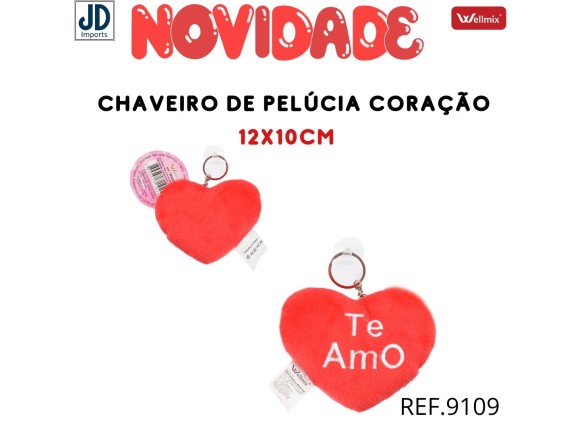 CHAVEIRO  DE  PELUCIA  CORACAO  12X10 TE  AMO  VELUDO  WX3206