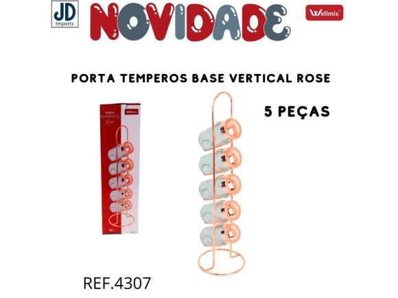 PORTA TEMPEROS COM 5 PÇS BASE VERTICAL ROSE 4307