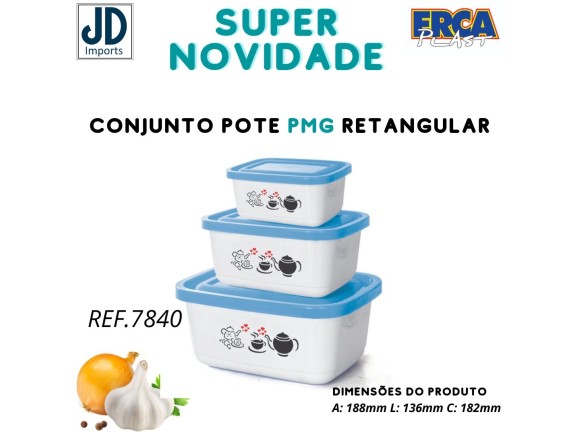 CONJ. POTE PMG RETANGULAR - DEC. - LINHA PRIME 1784