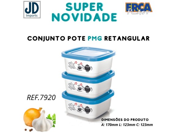 CONJ. POTE QUADRADO MD 3 PCS - DEC. - LINHA PRIME 1792