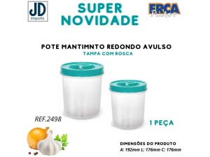 POTE MANTIMENTO REDONDO AVULSO 3,3 LTS - TRANSP. TAMPA C/ ROSCA 2498