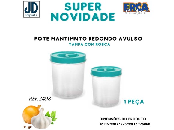 POTE MANTIMENTO REDONDO AVULSO 3,3 LTS - TRANSP. TAMPA C/ ROSCA 2498